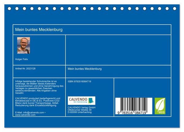 Produktbild: Mein buntes Mecklenburg (Tischkalender 2026 DIN A5 quer), CALVENDO Monatskalender