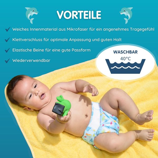 Produktbild: Freds Swim Nappy Schwimmwindel, wiederverwendbar, blau, Gr&ouml;&szlig;e 1: 4-9 kg