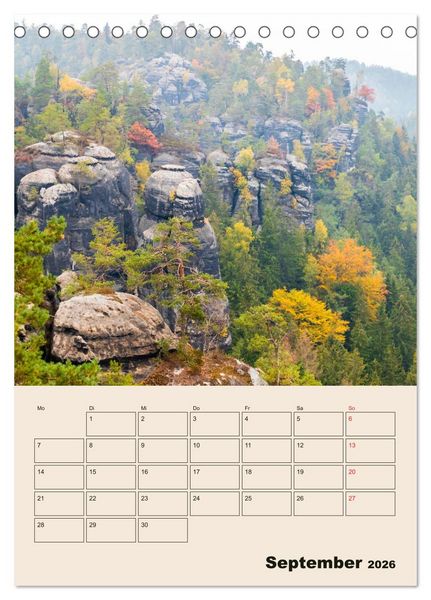 Produktbild: Zauberhafte S&auml;chsische Schweiz (Tischkalender 2026 DIN A5 hoch), CALVENDO Monatskalender