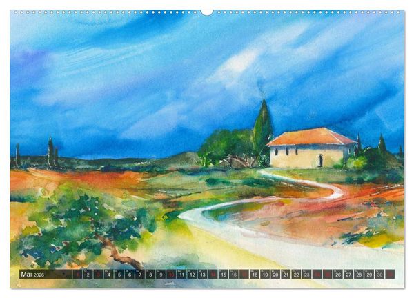 Produktbild: Landschaft in Aquarell (hochwertiger Premium Wandkalender 2026 DIN A2 quer), Kunstdruck in Hochglanz
