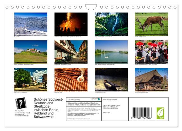 Produktbild: Sch&ouml;nes S&uuml;dwest-Deutschland Streifz&uuml;ge zwischen Rhein, Rebland und Schwarzwald (Wandkalender 2026 DIN A4 quer), CALVENDO Monatskalender