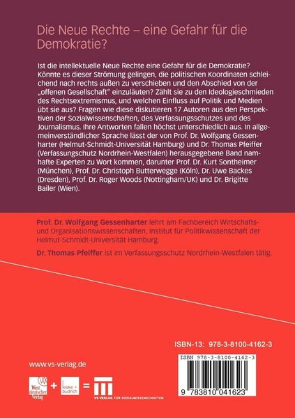 Produktbild: Die Neue Rechte &mdash; eine Gefahr f&uuml;r die Demokratie?