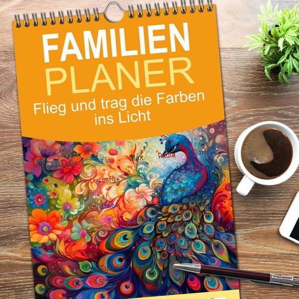 Produktbild: Familienplaner 2026 - Flieg und trag die Farben ins Licht mit 5 Spalten (Wandkalender, 21 x 45 cm) CALVENDO