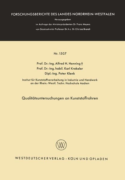 Produktbild: Qualit&auml;tsuntersuchungen an Kunststoffrohren