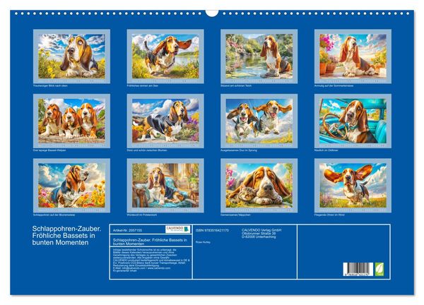 Produktbild: Schlappohren-Zauber. Fr&ouml;hliche Bassets in bunten Momenten (Wandkalender 2026 DIN A2 quer), CALVENDO Monatskalender