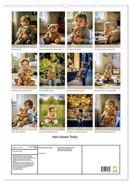 Produktbild: Mein liebster Teddy (Wandkalender 2027 DIN A2 hoch), CALVENDO Monatskalender