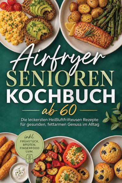 Produktbild: Airfryer Senioren Kochbuch ab 60: Die leckersten Hei&szlig;luftfritteusen Rezepte f&uuml;r gesunden, fettarmen Genuss im Alltag - inkl. Fr&uuml;hst&uuml;ck, Broten, Finger