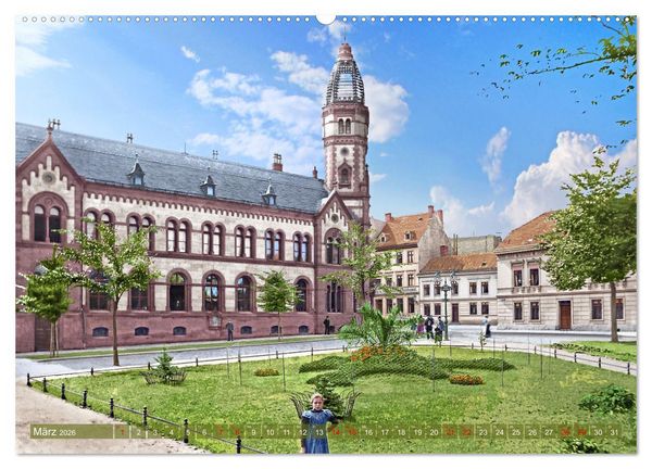 Produktbild: Aschersleben zur Kaiserzeit in Farbe &ndash; Kolorierte Schwarzwei&szlig;fotografien (hochwertiger Premium Wandkalender 2026 DIN A2 quer), Kunstdruck in Hochglanz