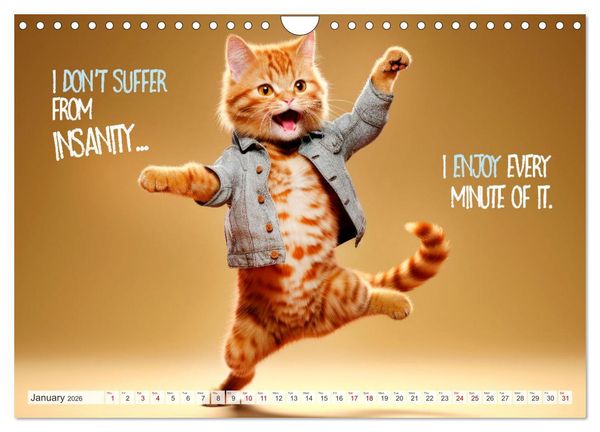 Produktbild: WITTY CATS Cool sayings (Wall Calendar 2026 DIN A4 landscape), CALVENDO 12 Month Wall Calendar