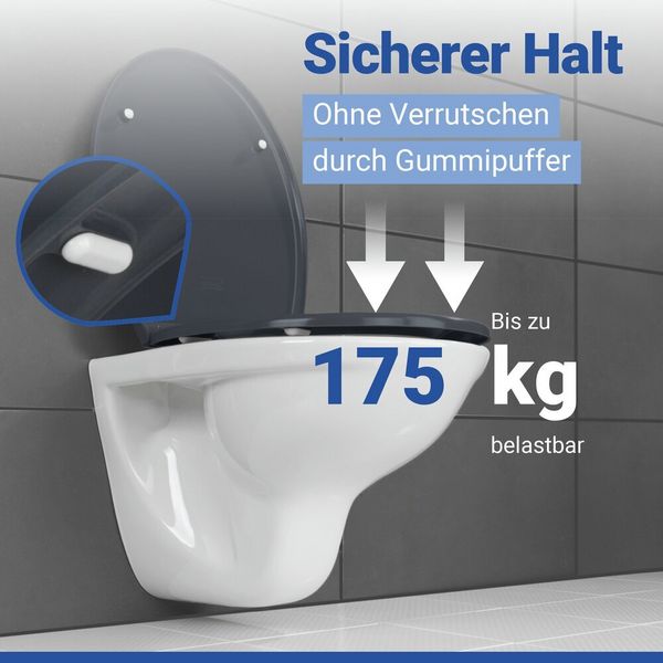 Produktbild: WC Sitz Mod. Samos Grau, Toilettendeckel mit Absenkautomatik