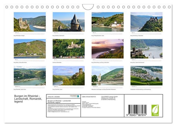 Produktbild: Burgen im Rheintal - Landschaft, Romantik, legend (Wandkalender 2026 DIN A4 quer), CALVENDO Monatskalender