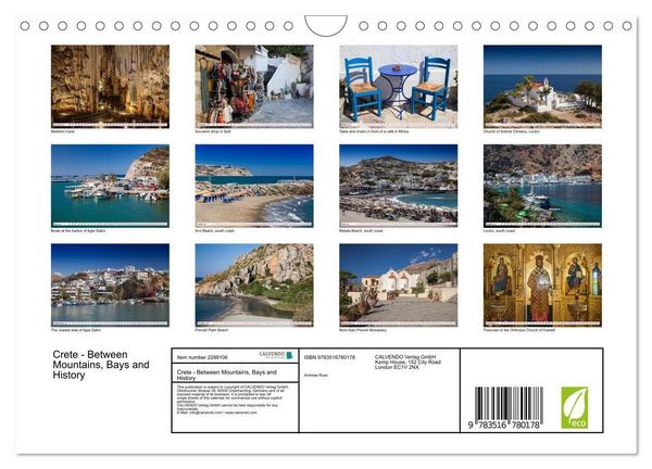 Produktbild: Crete - Between Mountains, Bays and History (Wall Calendar 2027 DIN A4 landscape), CALVENDO 12 Month Wall Calendar