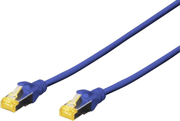 Digitus DK-1644-A-010/B RJ45 Netzwerkkabel, Patchkabel CAT 6a S/FTP 1.00 m Blau Halogenfrei, verdrillte Paare, mit Rastnasenschutz, Flammwidrig 1 St.