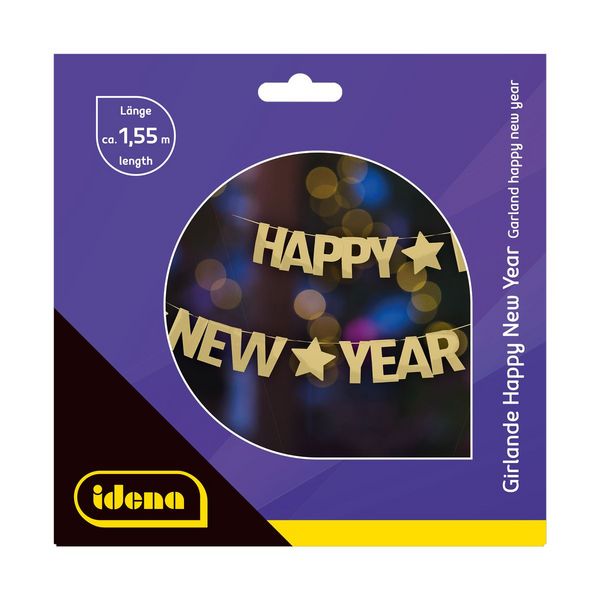 Produktbild: Idena Girlande Happy New Year gold /silber 160cm