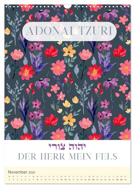 Produktbild: Hebr&auml;ische Namen Gottes aus der Torah (Wandkalender 2026 DIN A3 hoch), CALVENDO Monatskalender