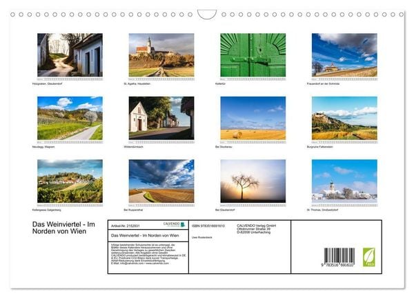 Produktbild: Das Weinviertel - Im Norden von Wien (Wandkalender 2026 DIN A3 quer), CALVENDO Monatskalender
