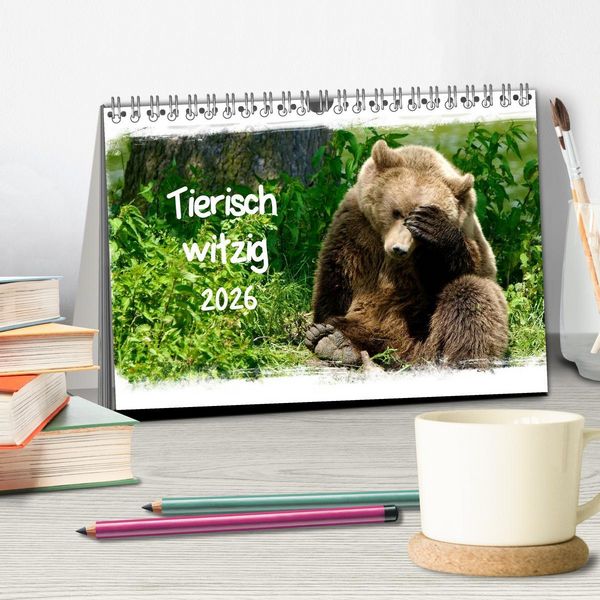 Produktbild: Tierisch witzig (Tischkalender 2026 DIN A5 quer), CALVENDO Monatskalender