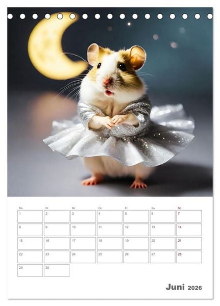 Produktbild: Ballerina Hamster - Eine Sinfonie aus zuckers&uuml;&szlig;e KI Hamstern in T&uuml;ll und Seide (Tischkalender 2026 DIN A5 hoch), CALVENDO Monatskalender