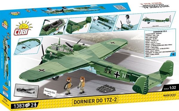Produktbild: COBI Historical Collection 5754 - Dornier Do17 Z-2, WWII, Flugzeug, Bomber, Bausatz, 1:32, 1383 Klemmbausteine