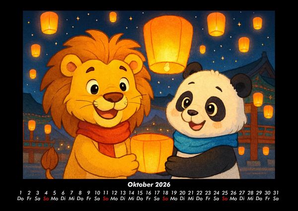 Produktbild: Buschi und Pippin - Abenteuer in Asien 2026 Fotokalender DIN A3