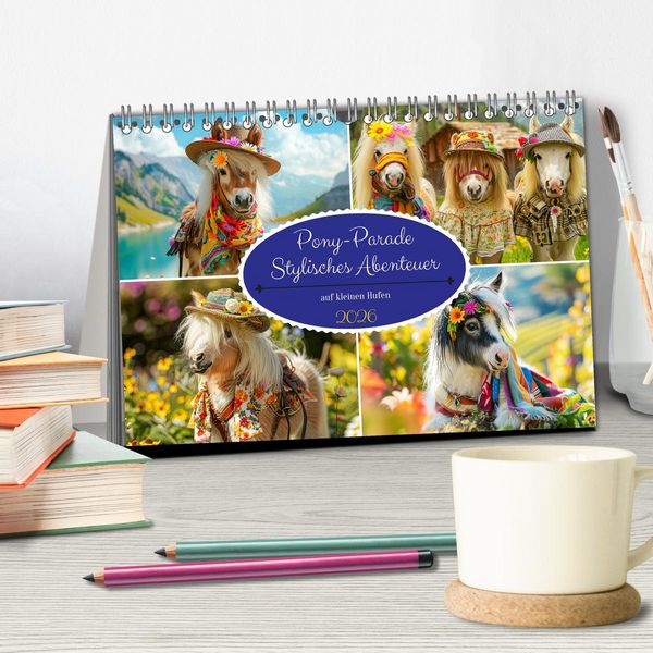 Produktbild: Pony-Parade. Stylisches Abenteuer auf kleinen Hufen (Tischkalender 2026 DIN A5 quer), CALVENDO Monatskalender