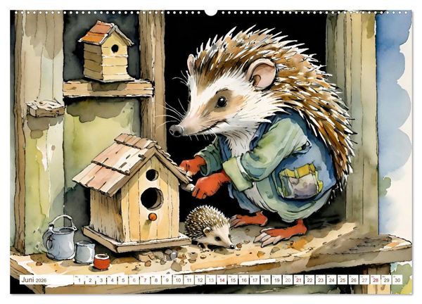 Produktbild: Bei Familie Igel (hochwertiger Premium Wandkalender 2026 DIN A2 quer), Kunstdruck in Hochglanz