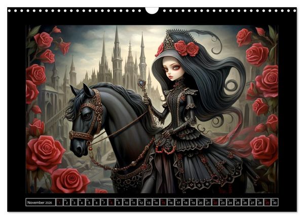 Produktbild: Little Gothic Queens. Surrealistische Illustrationen (Wandkalender 2026 DIN A3 quer), CALVENDO Monatskalender
