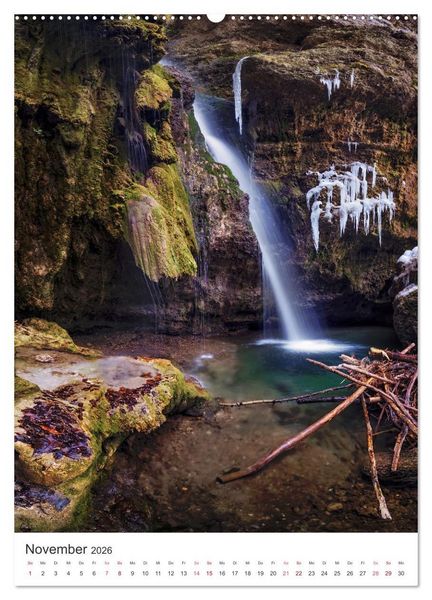 Produktbild: Allg&auml;uer Wasserf&auml;lle (hochwertiger Premium Wandkalender 2026 DIN A2 hoch), Kunstdruck in Hochglanz