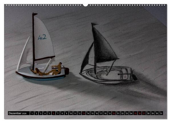 Produktbild: PAPERminis &ndash; Ein Mixed-Media-Figuren-Projekt mit Stift und Papier (Wandkalender 2026 DIN A2 quer), CALVENDO Monatskalender