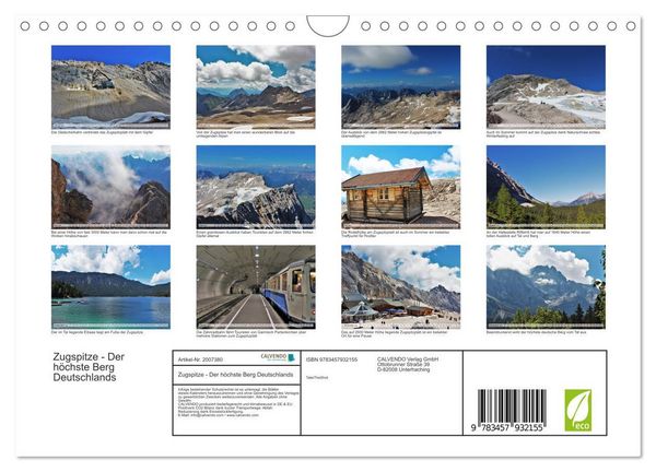 Produktbild: Zugspitze - Der h&ouml;chste Berg Deutschlands (Wandkalender 2026 DIN A4 quer), CALVENDO Monatskalender