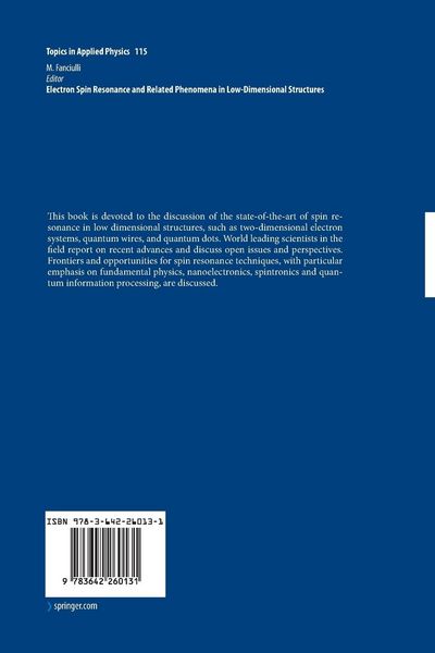 Produktbild: Electron Spin Resonance and Related Phenomena in Low-Dimensional Structures