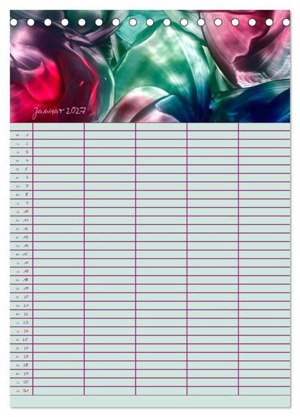 Produktbild: Bl&uuml;tenzauber - Familienplaner 2027 (Tischkalender 2027 DIN A5 hoch), CALVENDO Monatskalender