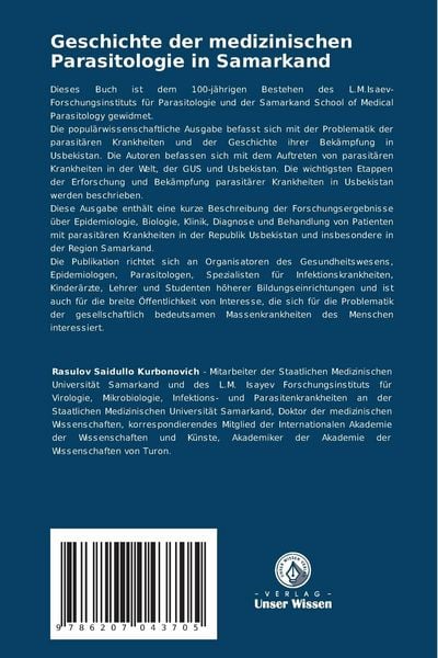 Produktbild: Geschichte der medizinischen Parasitologie in Samarkand
