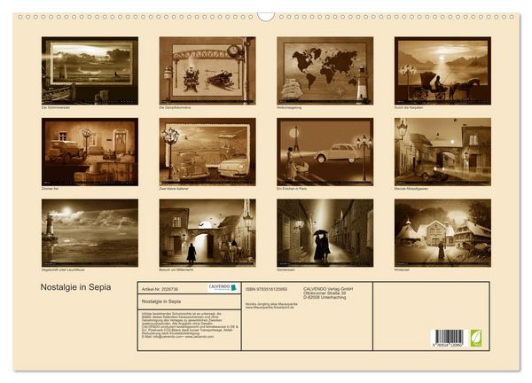 Produktbild: Nostalgie in Sepia (Wandkalender 2026 DIN A2 quer), CALVENDO Monatskalender