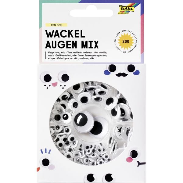 Produktbild: Wackelaugen BIG BOX MIX selbstkl. 200Stk