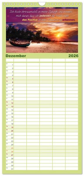 Produktbild: Familienplaner 2026 - YouFeelGood - Positive Impulse f&uuml;r mehr Selbstbewusstsein und Selbstvertrauen mit 5 Spalten (Wandkalender, 21 x 45 cm) CALVENDO