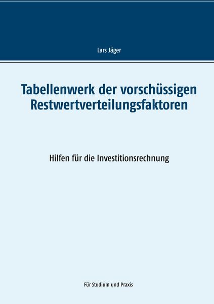 Produktbild: Tabellenwerk der vorsch&uuml;ssigen Restwertverteilungsfaktoren