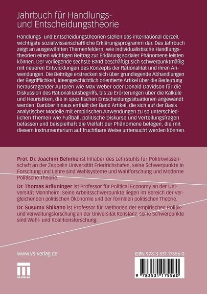 Produktbild: Jahrbuch f&uuml;r Handlungs- und Entscheidungstheorie