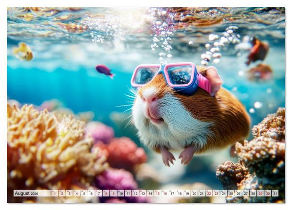 Produktbild: Meerschweinchen - Hauptsache Urlaub (Wandkalender 2026 DIN A4 quer), CALVENDO Monatskalender