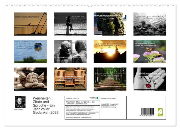 Produktbild: Weisheiten, Zitate und Spr&uuml;che - Ein Jahr voller Gedanken 2026 (hochwertiger Premium Wandkalender 2026 DIN A2 quer), Kunstdruck in Hochglanz