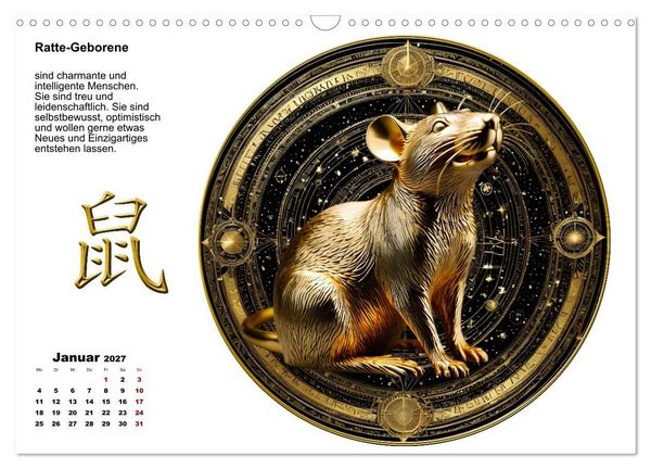 Produktbild: Chinesische Sternzeichen (Wandkalender 2027 DIN A3 quer), CALVENDO Monatskalender