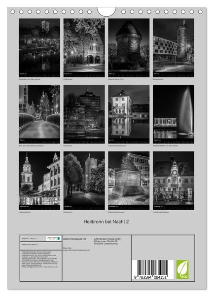 Produktbild: Heilbronn bei Nacht 2 (Wandkalender 2027 DIN A4 hoch), CALVENDO Monatskalender