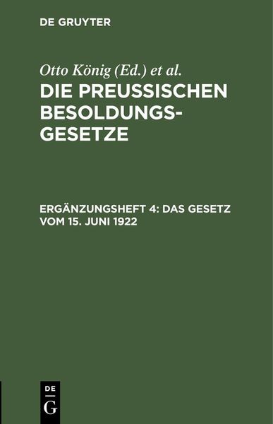 Produktbild: Das Gesetz vom 15. Juni 1922