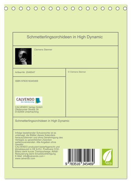 Produktbild: Schmetterlingsorchideen in High Dynamic (Tischkalender 2026 DIN A5 hoch), CALVENDO Monatskalender