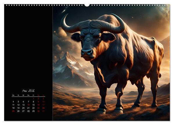 Produktbild: KI Tierkreiszeichen (hochwertiger Premium Wandkalender 2026 DIN A2 quer), Kunstdruck in Hochglanz