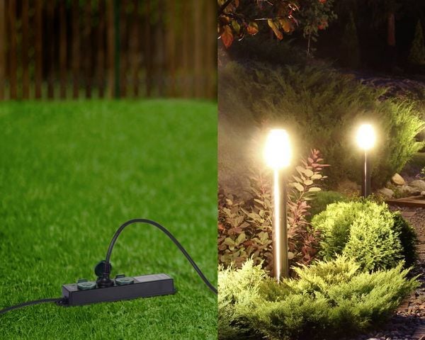 Produktbild: Sygonix SY-6786454 Gartensteckdose mit Zeitschaltuhr 3fach Schwarz, Gr&uuml;n Schutzkontakt 1St.