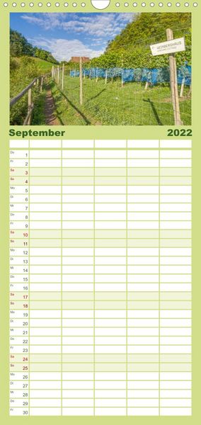 Produktbild: Familienplaner Weinberge um Jena (Wandkalender 2022 , 21 cm x 45 cm, hoch)