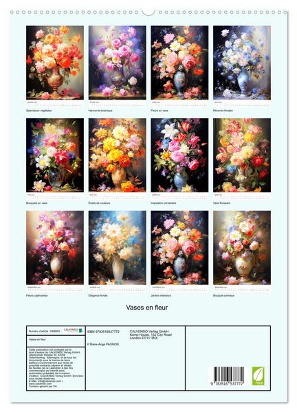 Produktbild: Vases en fleur (Calendrier mural 2026 DIN A2 horizontal) calendrier de bureau