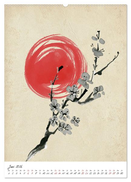 Produktbild: Sumi-e Kunst im japanischen Stil (hochwertiger Premium Wandkalender 2026 DIN A2 hoch), Kunstdruck in Hochglanz