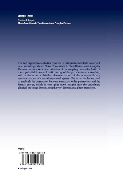 Produktbild: Phase Transitions in Two-Dimensional Complex Plasmas